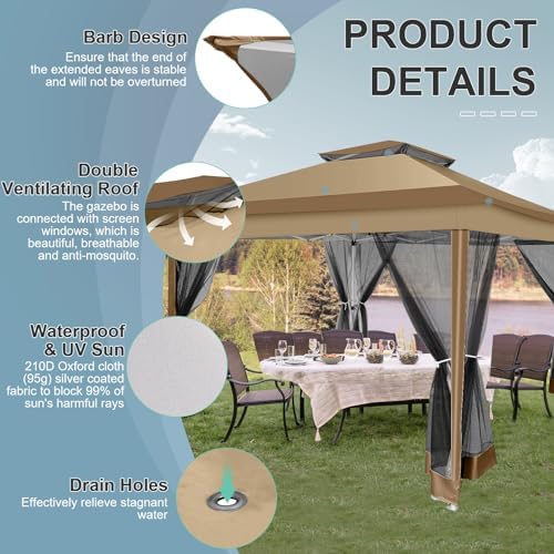 12x12 FT Pop up Gazebo on Clearance Canopy Tent, Carpas para Patio, Easy up Outdoor Canopy Tents with Portable, alternate