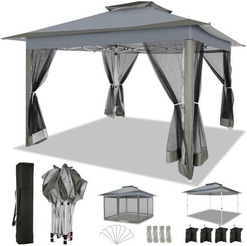 12x12 FT Pop up Gazebo on Clearance Outdoor pop up Canopy Tent, carpas para Patio, Shelter Tents with Netting &