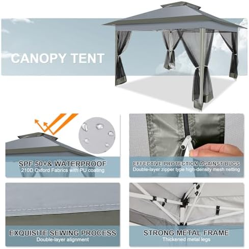 12x12 FT Pop up Gazebo on Clearance Outdoor pop up Canopy Tent, carpas para Patio, Shelter Tents with Netting &, alternate