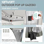 12x12 FT Pop up Gazebo on Clearance Outdoor pop up Canopy Tent, carpas para Patio, Shelter Tents with Netting &, alternate