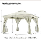 12x12 Gazebo Canopy with String Lights, Netting and Curtains, alternate view 2