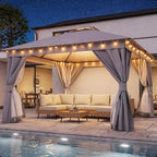 12x12 Gazebo with Lights, Netting, Curtains & Double Roof
