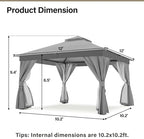 12x12 Gazebo with Lights, Netting, Curtains & Double Roof, alternate view 2
