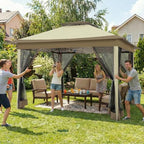 12x12 Pop Up Canopy Portable Gazebo with Mosquito Nettings Upgrade Easy Up Metal Outdoor Gazebo Waterproof, 4, alternate view