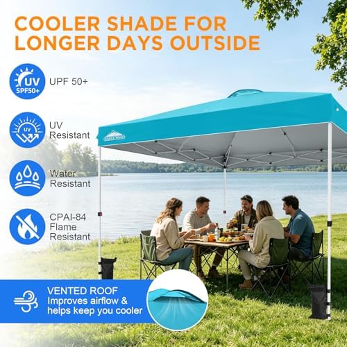 12x12 Pop Up Canopy Tent Easy Up Canopy Outdoor, Light Blue in Light Blue, alternate view 6