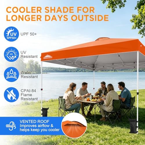 12x12 Pop Up Canopy Tent Easy Up Canopy Outdoor, Orange, alternate view 6