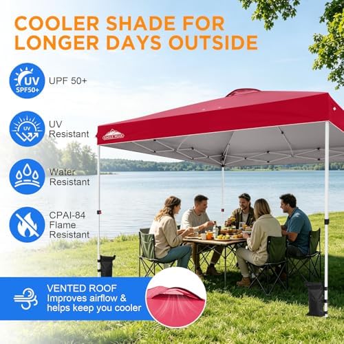12x12 Pop Up Canopy Tent Easy Up Canopy Outdoor, Red in Red, alternate view 6
