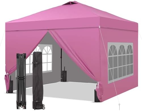 12x12 Pop Up Canopy Tent with 4 Sidewalls, Easy Set up with One Push Lift Gazebo with Wheel Bag and 4 Sandbags