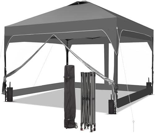 12x12 Pop Up Canopy Tent with One Push Setup, Outdoor Sun Shade Canopy for Backyard Party, Easy Up Instant