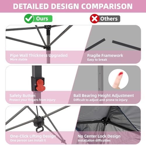 12x12 Pop Up Canopy Tent with One Push Setup, Portable Sun Shade Tent, Instant Easy Up Canopy with 4-Sidewalls &, alternate