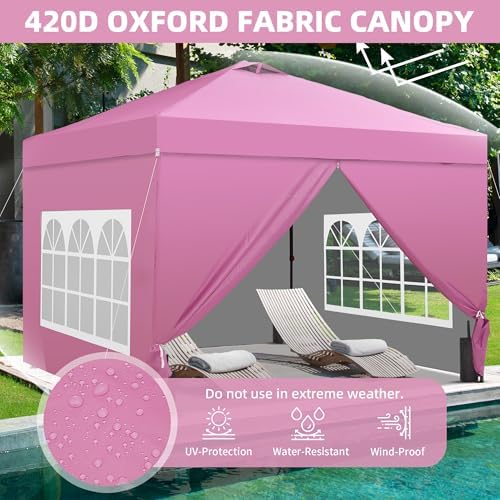 12x12 Pop Up Canopy Tent with One Push Setup, Portable Sun Shade Tent, Instant Easy Up Canopy with 4-Sidewalls &, alternate