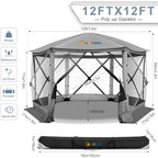 12x12 Pop Up Gazebo on Clearance, Stargazing & Screen Tent, Gray in Gray, alternate view 2