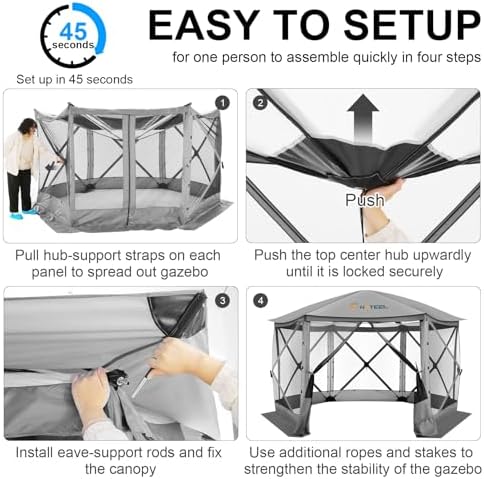 12x12 Pop Up Gazebo on Clearance, Stargazing & Screen Tent, Gray in Gray, alternate view 4