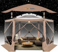 12x12 Pop Up Gazebo on Clearance, Stargazing & Screen Tent, Khaki in Khaki