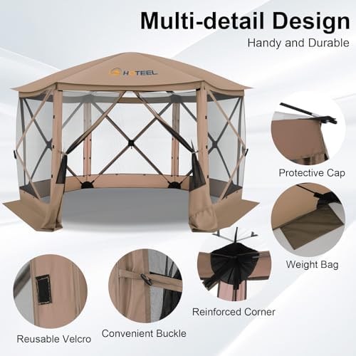 12x12 Pop Up Gazebo on Clearance, Stargazing & Screen Tent, Khaki in Khaki, alternate view 4
