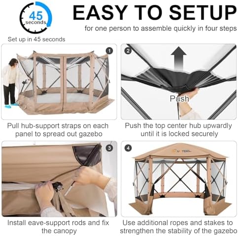 12x12 Pop Up Gazebo on Clearance, Stargazing & Screen Tent, Khaki in Khaki, alternate view 5