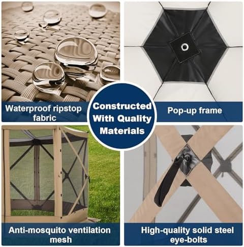 12x12 Pop Up Gazebo on Clearance, Stargazing & Screen Tent, Khaki in Khaki, alternate view 6