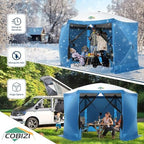 12x12 Pop Up Gazebo, Screen Tent with Carry Bag & Stakes, Blue in Blue, alternate view 5