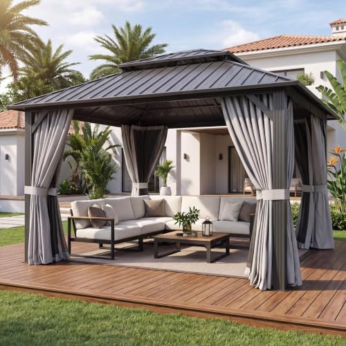 12x12FT Hardtop Gazebo Gray in 12x12FT
