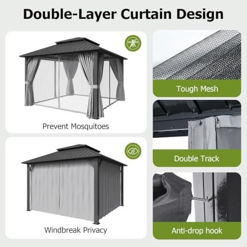12x12FT Hardtop Gazebo Gray in 12x12FT, alternate view 5