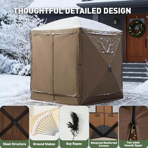 12x12ft Pop Up Canopy Tent, Camping Gazebo Screen Tent, Brown in 12x12ft in Brown, alternate view 6