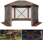 12x12ft Pop-Up Canopy Tent with Removable Top, Screen Gazebo, Brown in 12x12ft in Brown