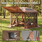 12x12ft Pop-Up Canopy Tent with Removable Top, Screen Gazebo, Brown in 12x12ft in Brown, alternate view 4