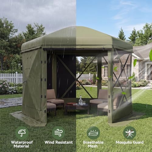 12x12ft Pop-Up Canopy Tent with Removable Top, Screen Gazebo, Green in 12x12ft in Green, alternate view 3