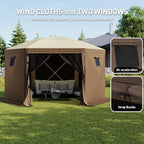 12x12ft Pop Up Gazebo, Gazebo Screen Tent with LED Light, Brown in 12x12ft in Brown, alternate view 5