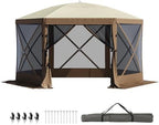 12x12ft Pop Up Gazebo, Gazebo Screen Tent with LED Light, Brown in 12x12ft in Brown, alternate view 7