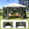 12x12ft Pop Up Gazebo Tent with Mosquito Netting, 6 Removable Wind Panels & 2 Mesh Windows, Outdoor Canopy