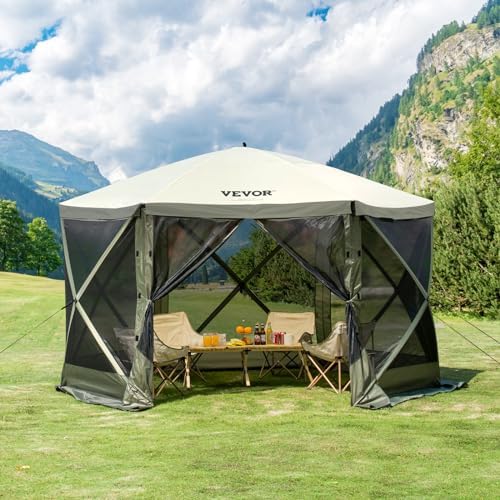 12x12ft Pop Up Gazebo Tent with Mosquito Netting, 6 Removable Wind Panels & 2 Mesh Windows, Outdoor Canopy, alternate view 2