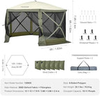 12x12ft Pop Up Gazebo Tent with Mosquito Netting, 6 Removable Wind Panels & 2 Mesh Windows, Outdoor Canopy, alternate view 3