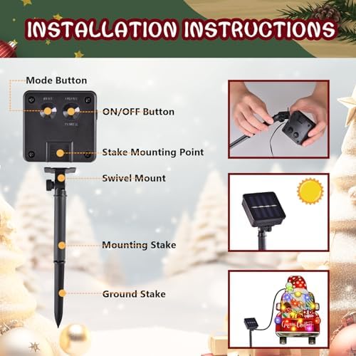 12x18 Lighted Christmas Dwarf Garden Flag, 8 Modes Solar LED, alternate view 5