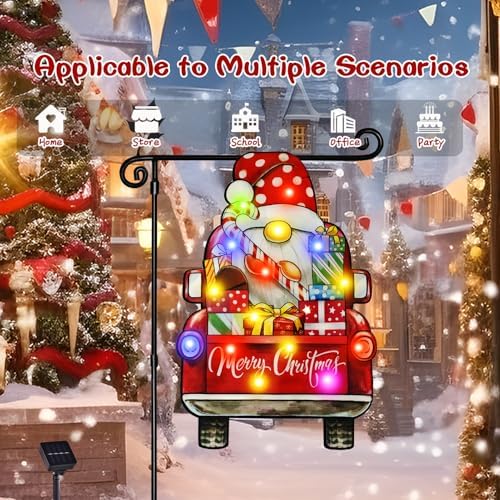 12x18 Lighted Christmas Dwarf Garden Flag, 8 Modes Solar LED, alternate view 6