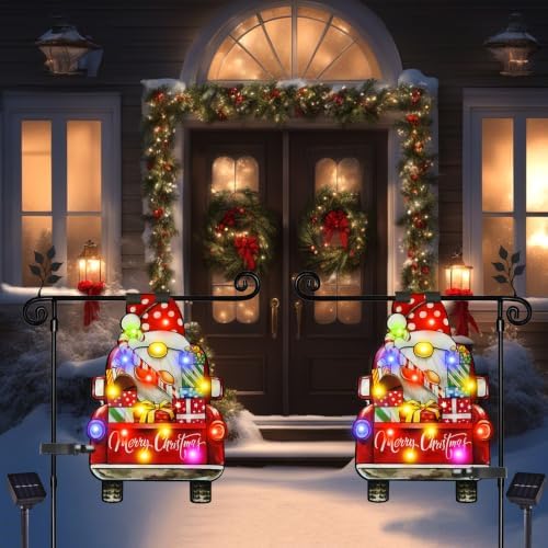 12x18 Lighted Christmas Dwarf Garden Flag, 8 Modes Solar LED, alternate view 7