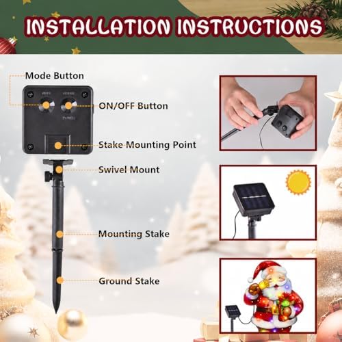 12x18 Lighted Christmas Santa Garden Flag, 8 Modes Solar LED, alternate view 5