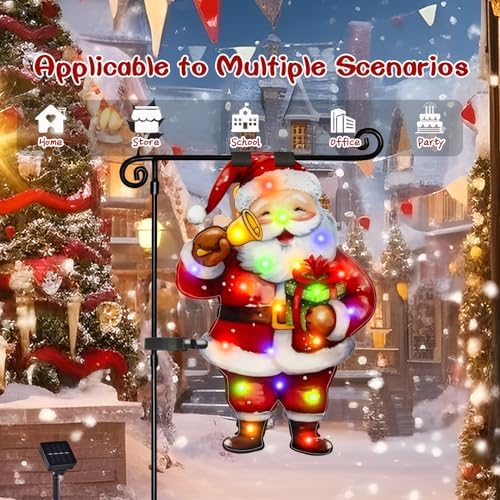 12x18 Lighted Christmas Santa Garden Flag, 8 Modes Solar LED, alternate view 6
