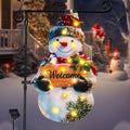 12x18 Solar Christmas Snowman Garden Flag, Outdoor Decor