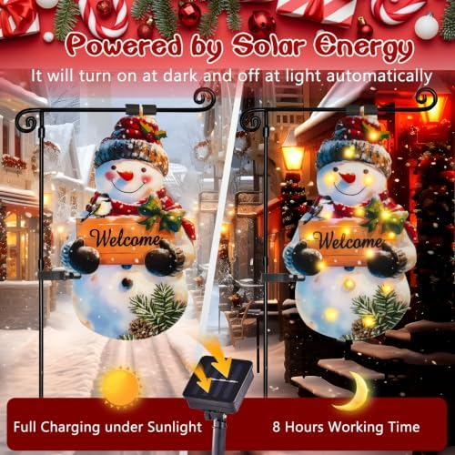 12x18 Solar Christmas Snowman Garden Flag, Outdoor Decor, alternate view 2