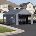 12x20 FT Heavy Duty Carport Canopy with Sidewalls, Grey in 12x20 FT in Grey