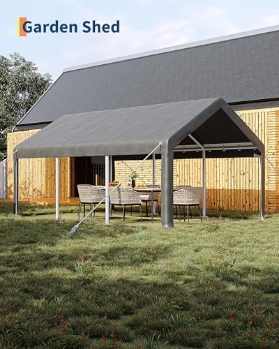 12x20 FT Heavy Duty Carport Canopy with Sidewalls, Grey in 12x20 FT in Grey, alternate view 5