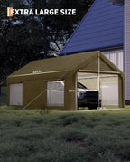 12x20 FT Heavy Duty Carport Canopy with Sidewalls, Khaki in 12x20 FT in Khaki, alternate view 2