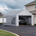 12x20 FT Heavy Duty Carport Canopy with Sidewalls, White in 12x20 FT in White