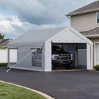 12x20 FT Heavy Duty Carport Canopy with Sidewalls, White in 12x20 FT in White