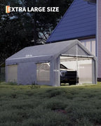 12x20 FT Heavy Duty Carport Canopy with Sidewalls, White in 12x20 FT in White, alternate view 2