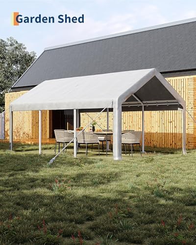 12x20 FT Heavy Duty Carport Canopy with Sidewalls, White in 12x20 FT in White, alternate view 6