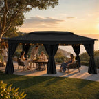 12x20 Gazebo Heavy Duty Gazebos with Curtains Outdoor Gazebo Canopy Double Roof with Metal Steel Frame for, alternate view 3
