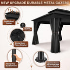 12x20 Gazebo Heavy Duty Gazebos with Curtains Outdoor Gazebo Canopy Double Roof with Metal Steel Frame for, alternate view 4