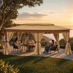 12x20 Gazebo Heavy Duty Gazebos with Curtains Outdoor Gazebo Canopy Double Roof with Metal Steel Frame for, alternate view 3
